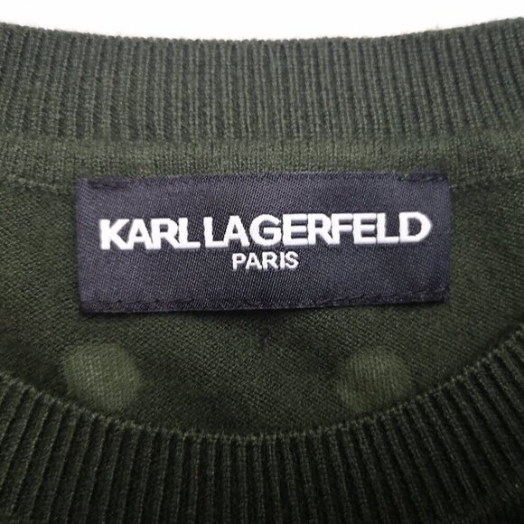 Karl Lagerfeld Paris Ladies Size Large Green Lightweight Round Neck Sweater - Picture 3 of 9
